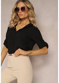 Czarna Koszula z Połączenia Bawełny i Wiskozy Celriva - id: 17020-38-BLACK - marki Renee - 187314904 Czarna Koszula z Połączenia Bawełny i Wiskozy Celriva ze sklepu renee.pl w kategorii Koszule damskie - zdjęcie 187314904