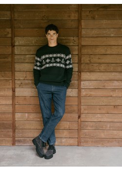 Reserved - Strukturalny sweter z bawełną - ciemnozielony ze sklepu Reserved w kategorii Swetry męskie - zdjęcie 187314994