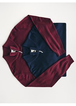 Reserved - Rozpinany sweter z wełny merino - granatowy - id: 417GQ-59X - marki Reserved - 187315162 Reserved - Rozpinany sweter z wełny merino - granatowy ze sklepu Reserved w kategorii Swetry męskie - zdjęcie 187315162