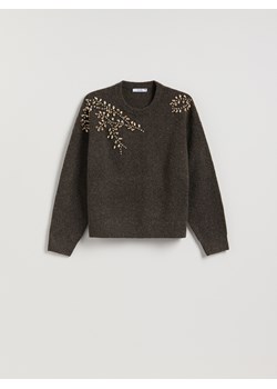 Reserved - Sweter z ozdobnymi aplikacjami - ciemnobrązowy ze sklepu Reserved w kategorii Swetry damskie - zdjęcie 187315294