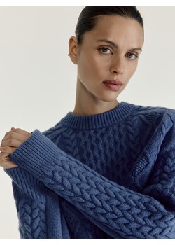 Reserved - Wełniany sweter z domieszką kaszmiru - niebieski ze sklepu Reserved w kategorii Swetry damskie - zdjęcie 187316580