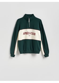 Reserved - Bawełniana bluza ze stójką - ciemnozielony ze sklepu Reserved w kategorii Bluzy męskie - zdjęcie 187318414