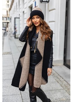 zimowy komplet 2- częściowy nessi czapka + szalik duokolor polski producent j&k premium - czarny+cappuccino ze sklepu STYLOWO w kategorii Komplety czapka i szalik damskie - zdjęcie 187321252