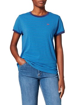 LEE STRIPE TEE RELAXED FIT DAMSKI T-SHIRT KOSZULKA LOGO DIPPED BLUE L43LAYLA 112109672 ze sklepu YouNeedit.pl w kategorii Bluzki damskie - zdjęcie 187321754