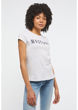 MUSTANG Alina C Logo Tee Damski T-shirt Koszulka Light Grey Melange 1013222 4141 ze sklepu YouNeedit.pl w kategorii Bluzki damskie - zdjęcie 187321771