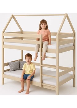 Piętrowe łóżko domek 2-osobowe skandynawskie, waniliowy K2-L01 - id: 23339 - marki Elior - 187322650 Piętrowe łóżko domek 2-osobowe skandynawskie, waniliowy K2-L01 ze sklepu Edinos.pl w kategorii Łóżka dziecięce - zdjęcie 187322650