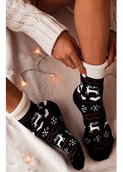 Świąteczne skarpetki damskie czarno-białe Caribou, Kolor czarno-biały-wzór, Rozmiar uniwersalny, Fiore ze sklepu Primodo w kategorii Skarpetki damskie - zdjęcie 187322742