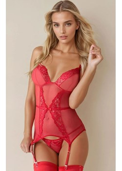 Czerwony gorset z pasem do pończoch i stringi Diora, Kolor czerwony, Rozmiar S, SoftLine Collection ze sklepu Intymna w kategorii Gorsety - zdjęcie 187323813