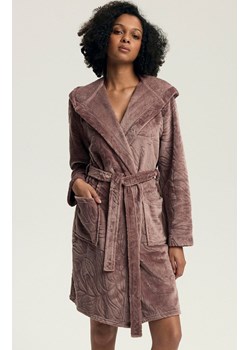 Henderson szlafrok damski z kapturem Daryl 43612-39X, Kolor brudny róż, Rozmiar L, Henderson ze sklepu Intymna w kategorii Szlafroki damskie - zdjęcie 187324213