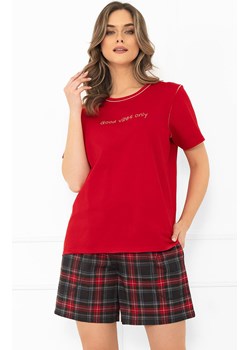 Piżama damska na krótki rękaw i krótkie spodnie czerwona Rozana, Kolor czerwony-wzór, Rozmiar S, Italian Fashion ze sklepu Intymna w kategorii Piżamy damskie - zdjęcie 187324261