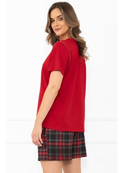 Piżama damska na krótki rękaw i krótkie spodnie czerwona Rozana, Kolor czerwony-wzór, Rozmiar S, Italian Fashion ze sklepu Intymna w kategorii Piżamy damskie - zdjęcie 187324262