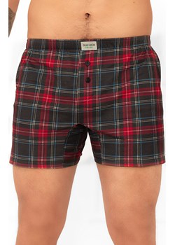 Bawełniane bokserki męskie w kratkę Rusoli, Kolor grafitowo-czerwony, Rozmiar M, Italian Fashion ze sklepu Intymna w kategorii Majtki męskie - zdjęcie 187324270