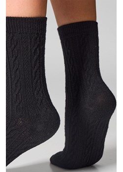 2-pack czarne skarpetki damskie z fakturą warkocza WC28 Velvet, Kolor czarny, Rozmiar 36-40, LEGS ze sklepu Intymna w kategorii Skarpetki damskie - zdjęcie 187324391