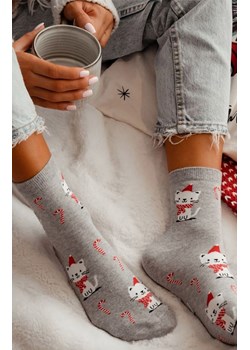 Świąteczne skarpetki damskie szare Kotek 1283.037, Kolor szary-wzór, Rozmiar 37-41, Milena ze sklepu Intymna w kategorii Skarpetki damskie - zdjęcie 187324443