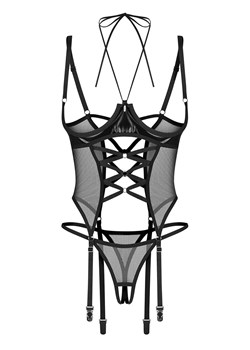 Obsessive gorset z wiązaniem na szyi i otwarte stringi Dominna, Kolor czarny, Rozmiar S/M, Obsessive - id: 221781 - marki Obsessive - 187324460 Obsessive gorset z wiązaniem na szyi i otwarte stringi Dominna, Kolor czarny, Rozmiar S/M, Obsessive ze sklepu Intymna w kategorii Gorsety - zdjęcie 187324460