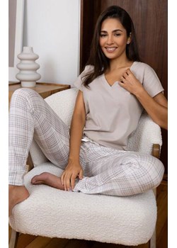 Sensis bawełniana piżama damska Lena, Kolor cappuccino-ecru, Rozmiar S, SENSIS - id: 191172 - marki Sensis - 187324481 Sensis bawełniana piżama damska Lena, Kolor cappuccino-ecru, Rozmiar S, SENSIS ze sklepu Intymna w kategorii Piżamy damskie - zdjęcie 187324481