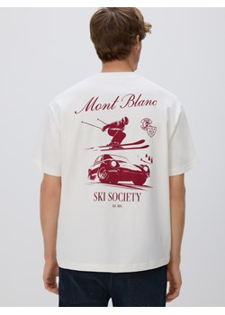 Reserved - T-shirt boxy z nadrukiem na plecach - złamana biel ze sklepu Reserved w kategorii T-shirty męskie - zdjęcie 187327920