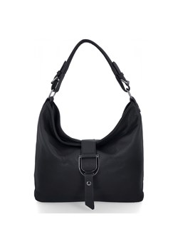 Klasyczna Torebka Damska Na Ramię firmy Herisson 16B376 Czarna ze sklepu PaniTorbalska w kategorii Torebki hobo - zdjęcie 187328712