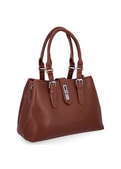 Elegacka Torebka Damska 3 Komory firmy Herisson 22R527 Brązowa ze sklepu PaniTorbalska w kategorii Kuferki - zdjęcie 187328801