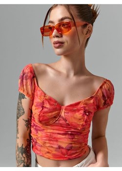 Sinsay - Bluzka z marszczeniami - wielobarwny ze sklepu Sinsay w kategorii Bluzki damskie - zdjęcie 187329202