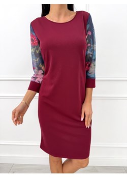 Bordowa Klasyczna Sukienka z Ozdobnym Rękawem - id: 23070104 - marki Modnakiecka.pl - 187329774 Bordowa Klasyczna Sukienka z Ozdobnym Rękawem ze sklepu ModnaKiecka.pl w kategorii Sukienki - zdjęcie 187329774