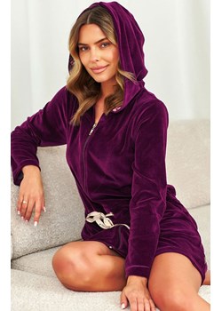 Doctor Nap welurowy szlafrok damski SWO.1008.BURGUNDY, Kolor burgund, Rozmiar S, Doctor Nap ze sklepu Primodo w kategorii Szlafroki damskie - zdjęcie 187330374