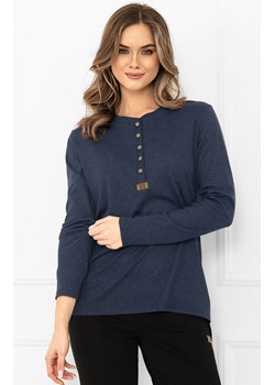 Bawełniana bluzka damska z długim rękawem granatowy melanż Gordo, Kolor granatowy melanż, Rozmiar S, Italian Fashion ze sklepu Primodo w kategorii Bluzki damskie - zdjęcie 187330603