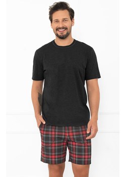 Piżama męska na krótki rękaw i krótkie spodnie grafitowa Rusoli, Kolor grafitowo-czerwony, Rozmiar M, Italian Fashion ze sklepu Primodo w kategorii Piżamy męskie - zdjęcie 187330631