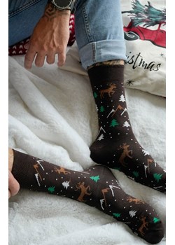 Świąteczne skarpetki męskie Renifery i choinki 1290.034, Kolor brązowy-wzór, Rozmiar 38-41, Milena ze sklepu Primodo w kategorii Skarpetki męskie - zdjęcie 187330763
