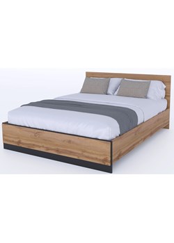 Łóżko dwuosobowe ze stelażem i materacem 160x200 dąb wotan + czarny L4-P37 ze sklepu Edinos.pl w kategorii Łóżka i materace - zdjęcie 187330981