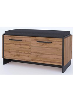 Szafka na buty z siedziskiem dąb wotan + czarny G4-N66 ze sklepu Edinos.pl w kategorii Zestawy mebli do przedpokoju - zdjęcie 187331004