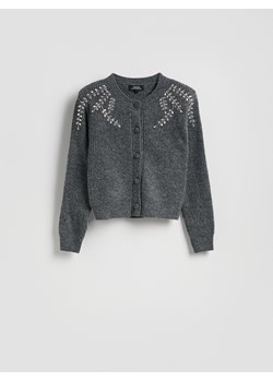 Reserved - Kardigan z aplikacjami - ciemnoszary ze sklepu Reserved w kategorii Swetry damskie - zdjęcie 187331161