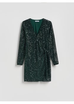 Reserved - Cekinowa sukienka mini - zielony ze sklepu Reserved w kategorii Sukienki - zdjęcie 187331271