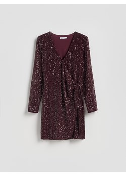 Reserved - Cekinowa sukienka mini - mahoniowy ze sklepu Reserved w kategorii Sukienki - zdjęcie 187331273