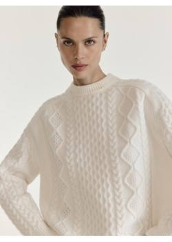 Reserved - Wełniany sweter z domieszką kaszmiru - kremowy ze sklepu Reserved w kategorii Swetry damskie - zdjęcie 187331462