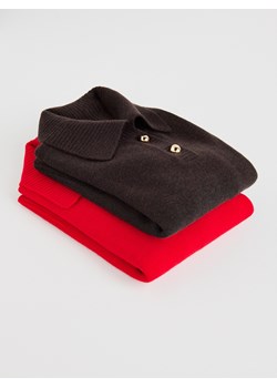 Reserved - Wełniany sweter z kołnierzem - ciemnobrązowy ze sklepu Reserved w kategorii Swetry damskie - zdjęcie 187331564