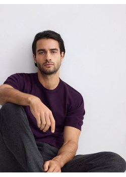 Reserved - Sweter z krótkim rękawem z dodatkiem wełny - ciemnofioletowy ze sklepu Reserved w kategorii Swetry męskie - zdjęcie 187331772