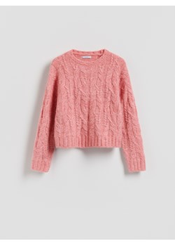 Reserved - Sweter z warkoczowym splotem - różowy ze sklepu Reserved w kategorii Swetry damskie - zdjęcie 187331912