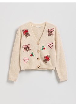 Reserved - Świąteczny kardigan - kremowy ze sklepu Reserved w kategorii Swetry dziewczęce - zdjęcie 187331954