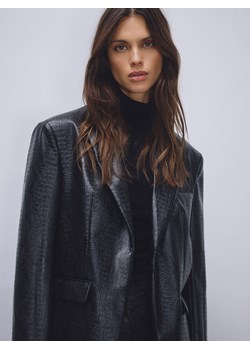Reserved - Marynarka z imitacji skóry - czarny ze sklepu Reserved w kategorii Marynarki damskie - zdjęcie 187331983