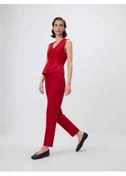 Reserved - Spodnie cygaretki z wiskozą - czerwony ze sklepu Reserved w kategorii Spodnie damskie - zdjęcie 187332244