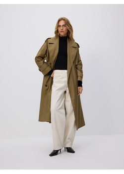 Reserved - Dwurzędowy trencz - oliwkowy ze sklepu Reserved w kategorii Płaszcze damskie - zdjęcie 187332280