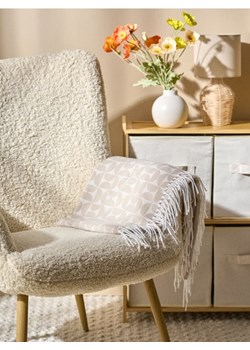 Sinsay - Wzorzysty koc z frędzlami - beżowy ze sklepu Sinsay w kategorii Koce i pledy - zdjęcie 187333190