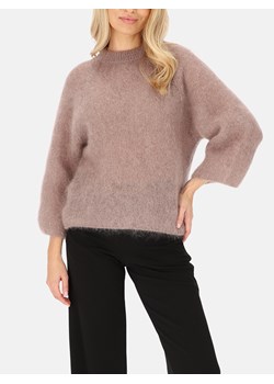Moherowy sweter damski taupe oversize z rękawem 3/4 L'AF Sorrel ze sklepu Eye For Fashion w kategorii Swetry damskie - zdjęcie 187336610