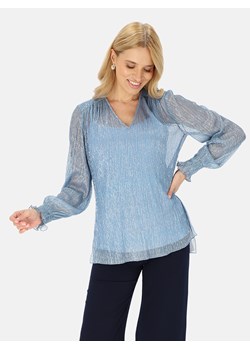 Niebieska elegancka połyskująca bluzka z topem Potis & Verso Trini ze sklepu Eye For Fashion w kategorii Bluzki damskie - zdjęcie 187336640