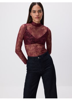 Reserved - Koronkowa bluzka - ciemnobrązowy ze sklepu Reserved w kategorii Bluzki damskie - zdjęcie 187337052