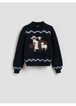 Reserved - Sweter ze wzorem - granatowy ze sklepu Reserved w kategorii Swetry damskie - zdjęcie 187337084