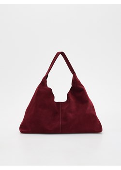 Reserved - Zamszowa torebka shopper z saszetką - bordowy ze sklepu Reserved w kategorii Torebki hobo - zdjęcie 187337161