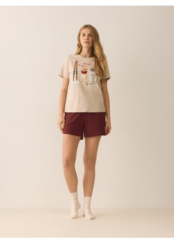 Reserved - Dwuczęściowa piżama z nadrukiem - bordowy ze sklepu Reserved w kategorii Piżamy damskie - zdjęcie 187337383