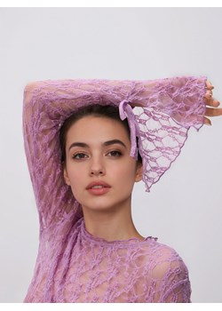 Reserved - Koronkowa bluzka z wiązaniami - fioletowy ze sklepu Reserved w kategorii Bluzki damskie - zdjęcie 187338312